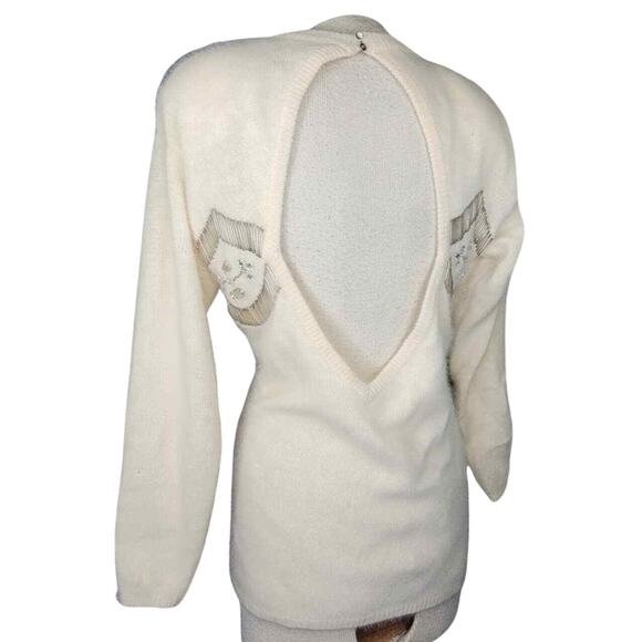 Vintage Rhinestone Embellished Wool and Angora Sweater Size Medium - Picture 2 of 6